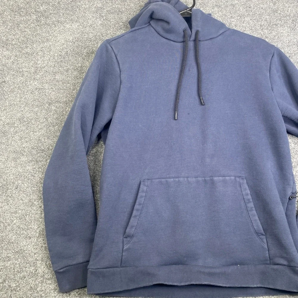 Hill City Mens Navy Blue Fleece Pullover Hoodie Sweatshirt Medium Zip Pocket